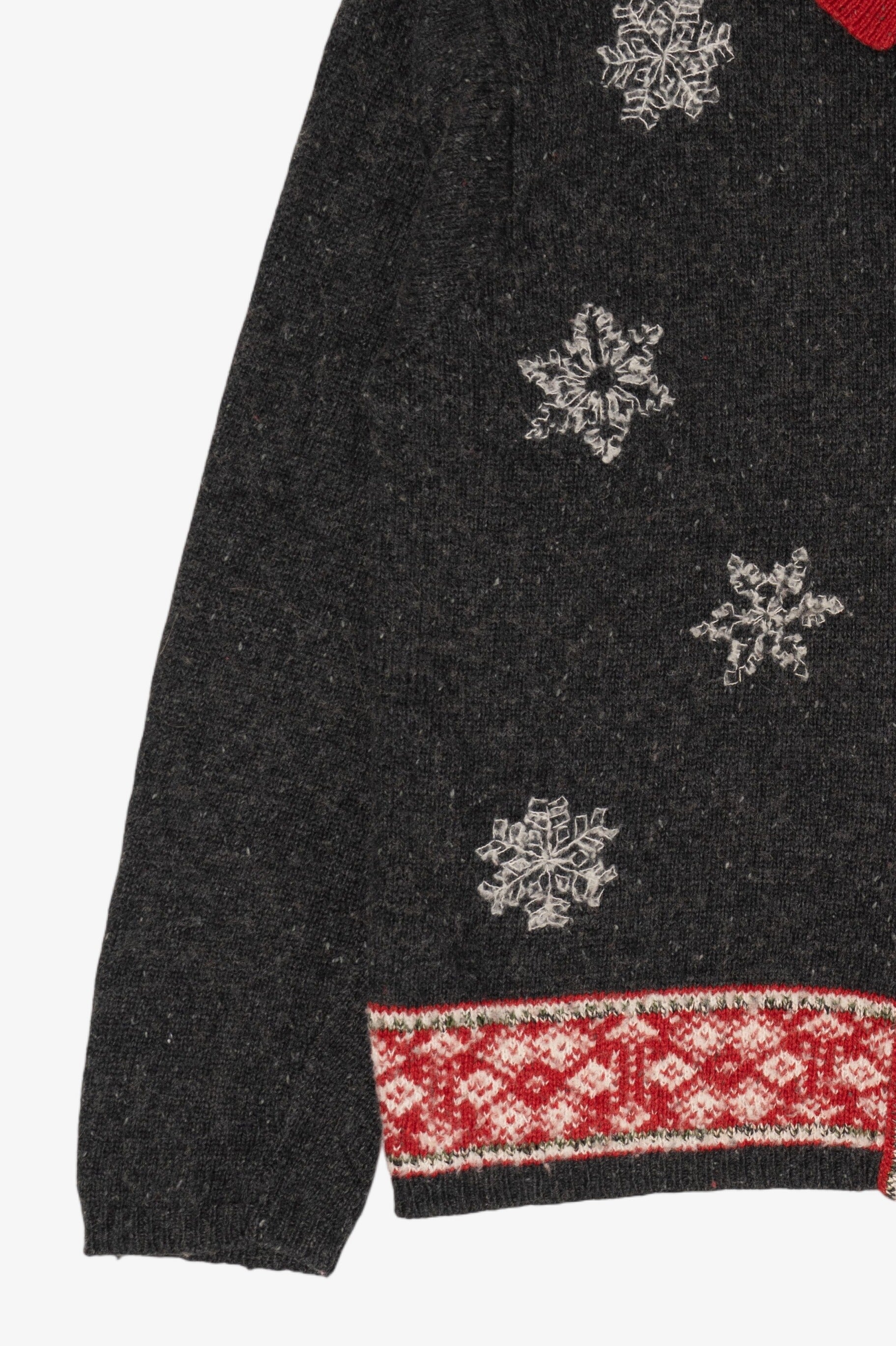 Vintage Hand Embroidered Croft & Barrow Snowflakes Ugly Christmas Cardigan (2000s)