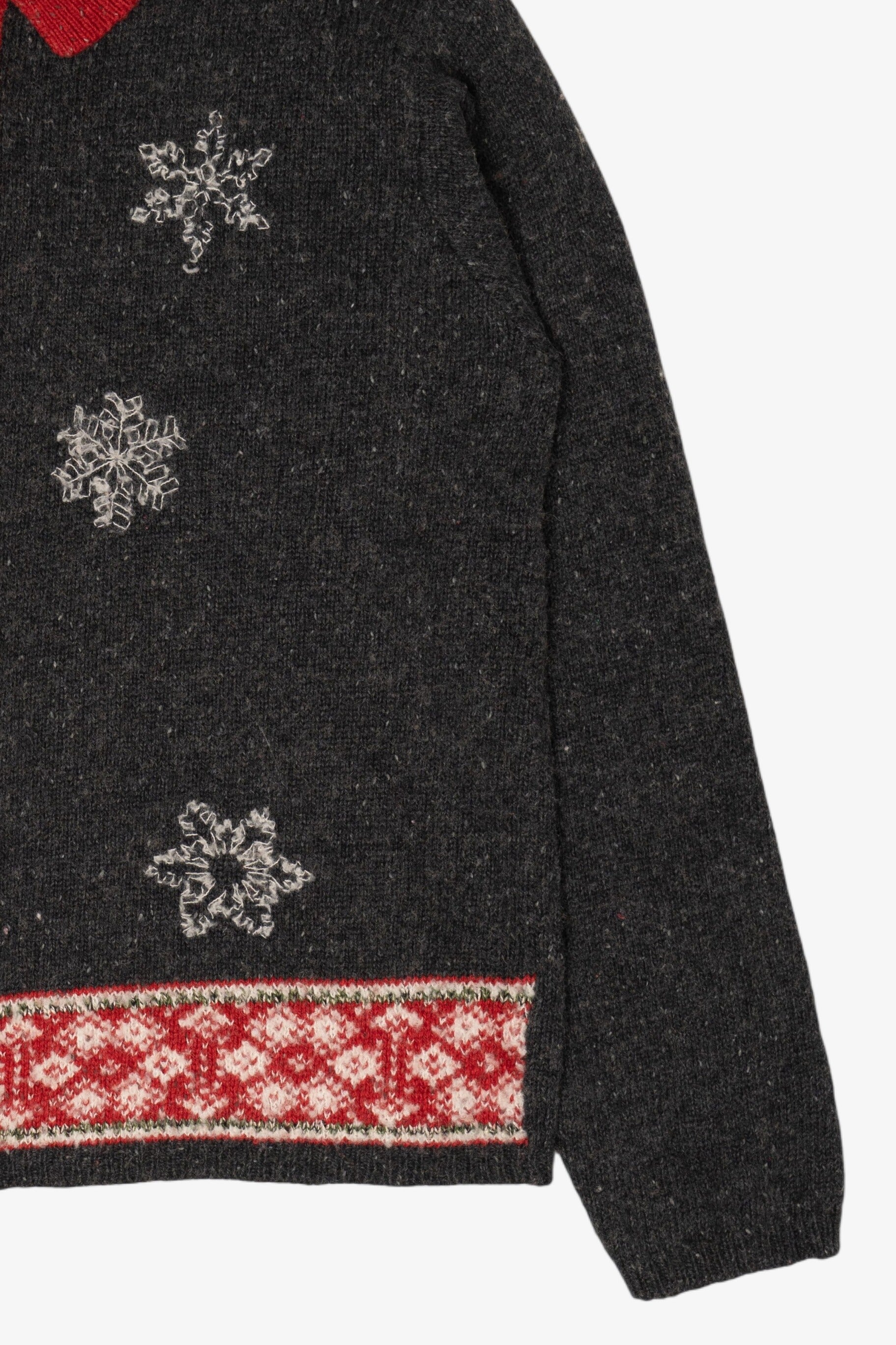 Vintage Hand Embroidered Croft & Barrow Snowflakes Ugly Christmas Cardigan (2000s)