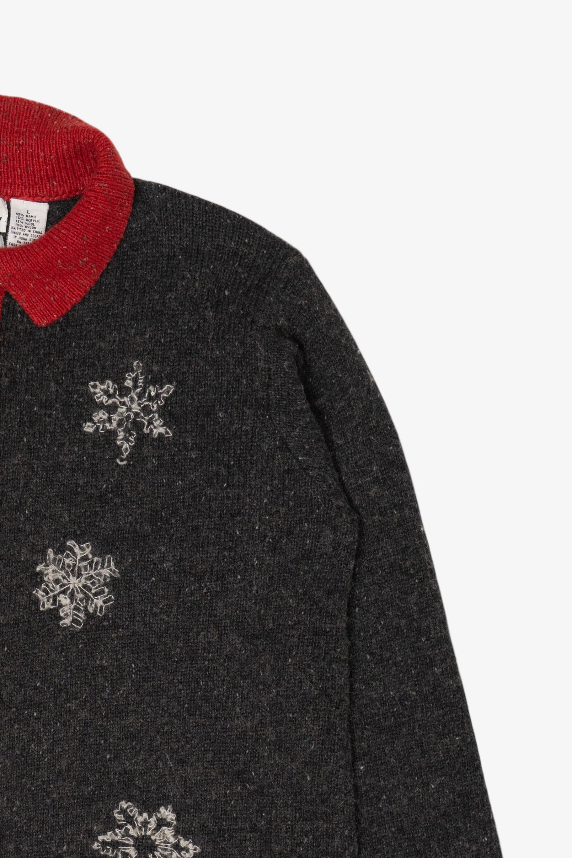Vintage Hand Embroidered Croft & Barrow Snowflakes Ugly Christmas Cardigan (2000s)