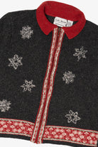 Vintage Hand Embroidered Croft & Barrow Snowflakes Ugly Christmas Cardigan (2000s)