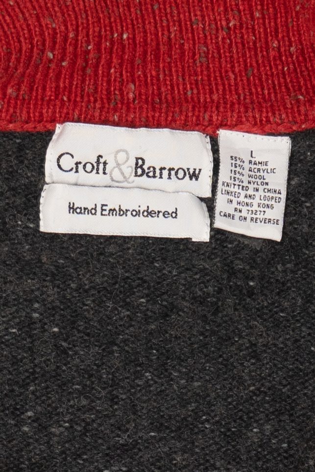 Vintage Hand Embroidered Croft & Barrow Snowflakes Ugly Christmas Cardigan (2000s)