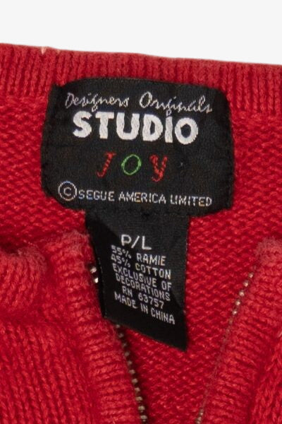 Vintage Red Designers Originals Studio Santa Ugly Christmas Cardigan (2000s)