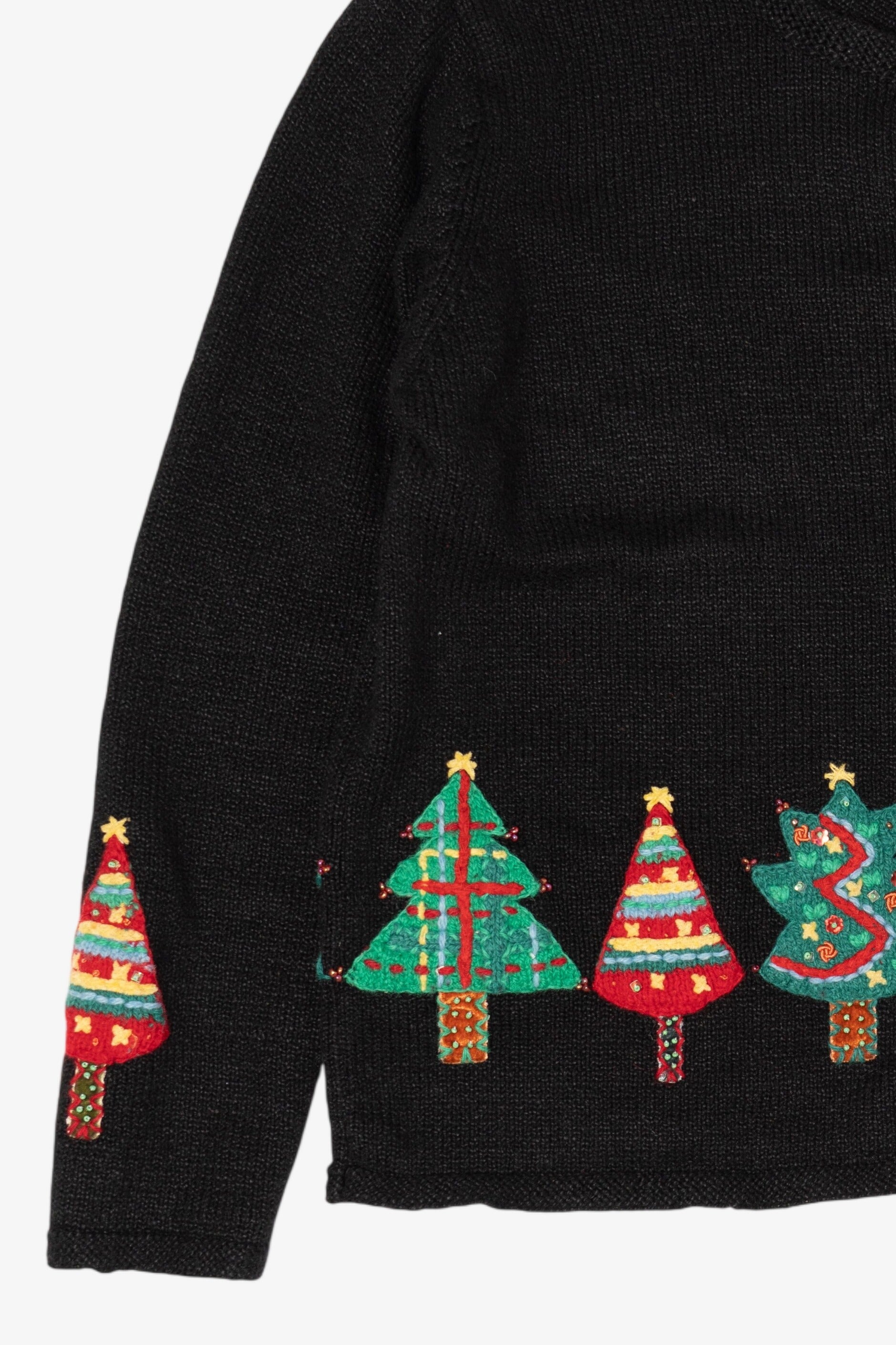 Vintage Black David Brooks Trees Ugly Christmas Cardigan (2000s)