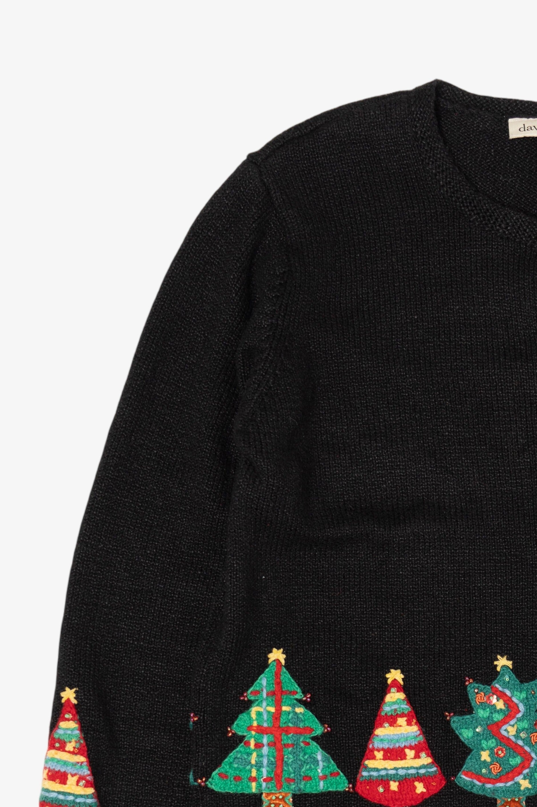 Vintage Black David Brooks Trees Ugly Christmas Cardigan (2000s)