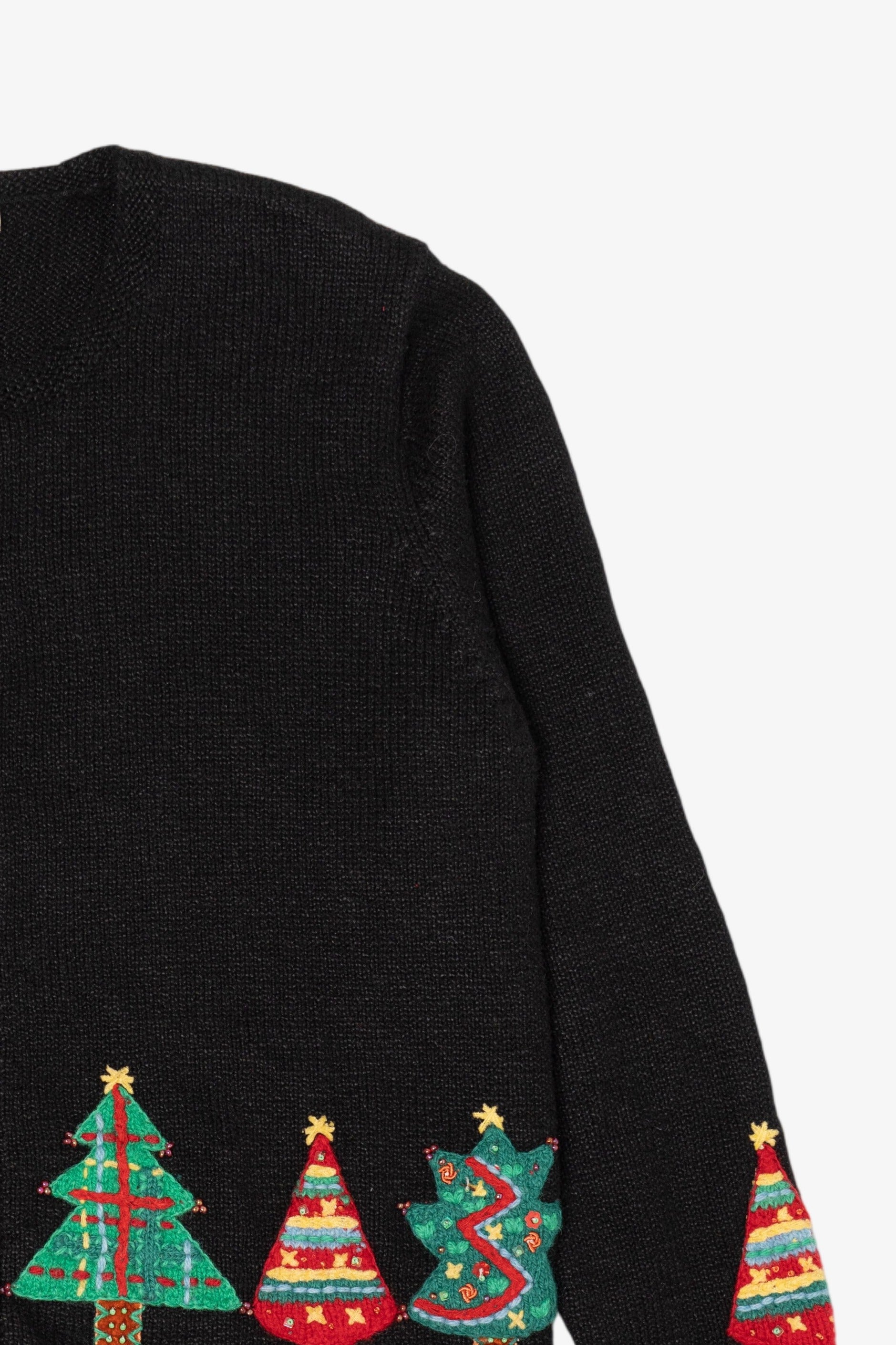 Vintage Black David Brooks Trees Ugly Christmas Cardigan (2000s)