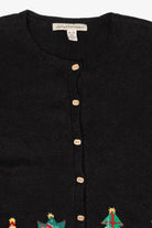 Vintage Black David Brooks Trees Ugly Christmas Cardigan (2000s)