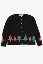 Vintage Black David Brooks Trees Ugly Christmas Cardigan (2000s)