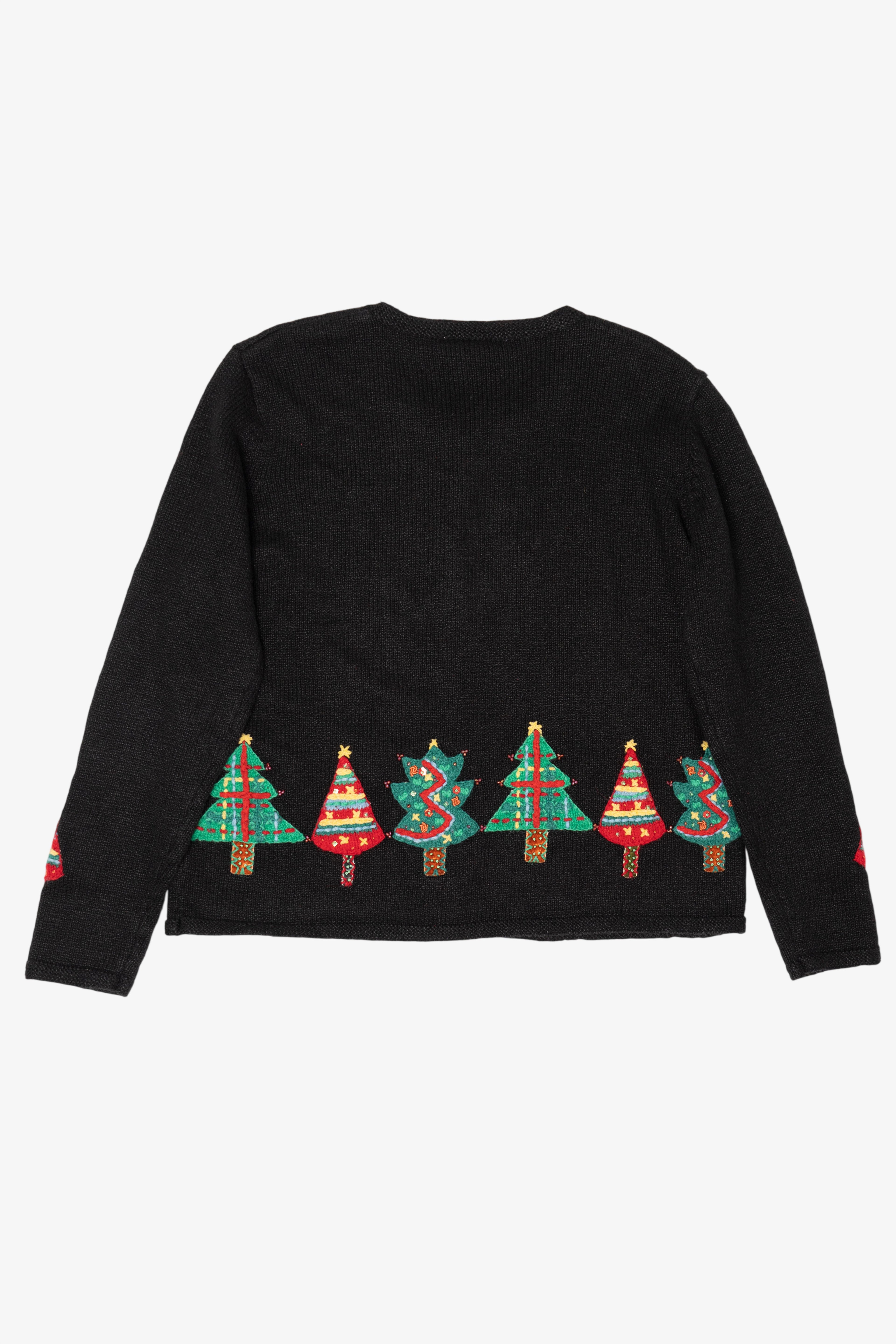 Vintage Black David Brooks Trees Ugly Christmas Cardigan (2000s)