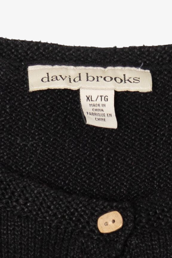 Vintage Black David Brooks Trees Ugly Christmas Cardigan (2000s)