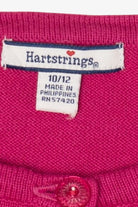 Kids Vintage Magenta Hartstrings Snowmen Ugly Christmas Cardigan (2000s)