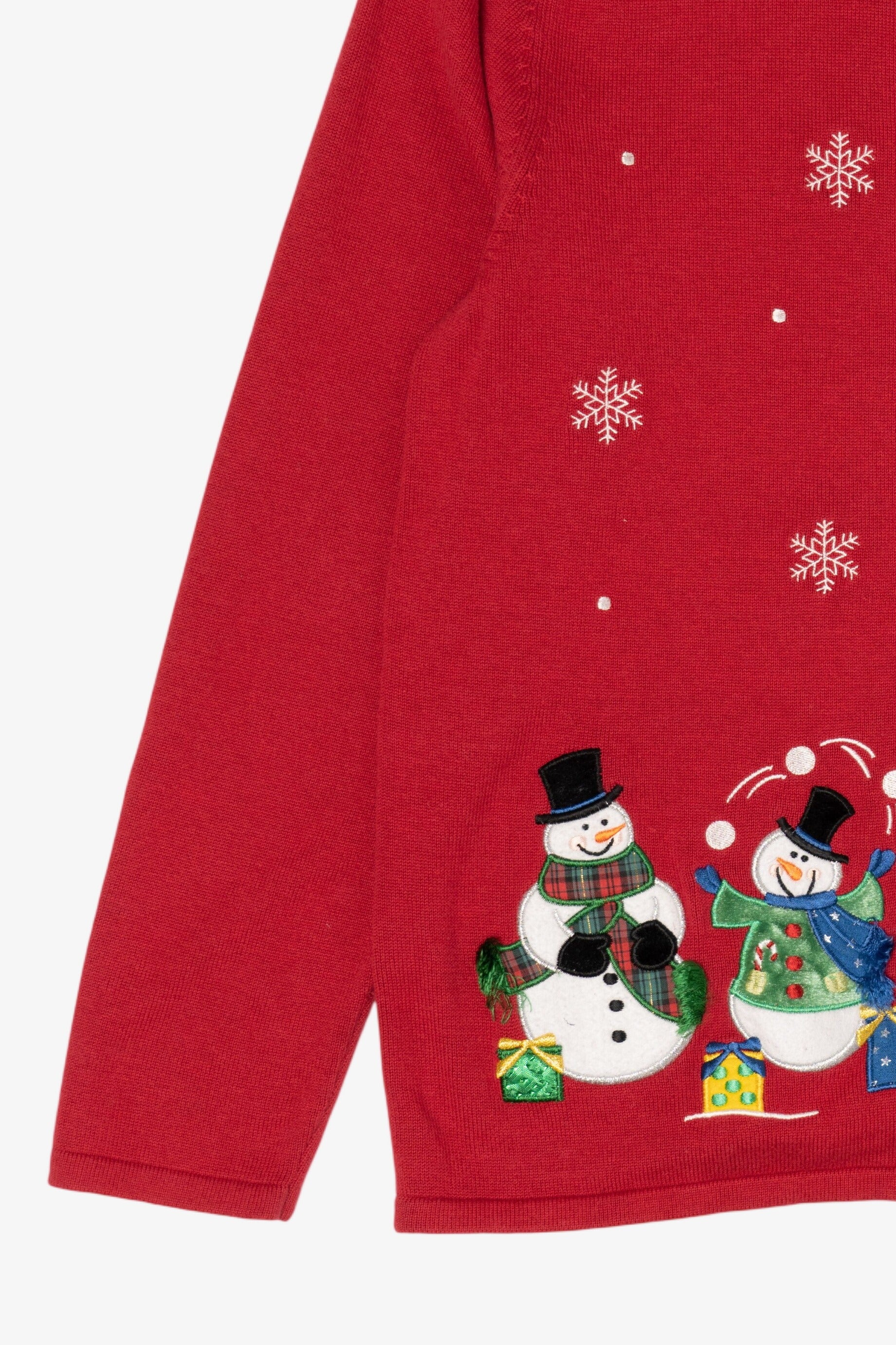 Vintage Lightweight Red Croft & Barrow Snowmen Ugly Christmas Cardigan (2000s)