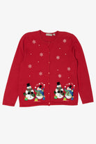 Vintage Lightweight Red Croft & Barrow Snowmen Ugly Christmas Cardigan (2000s)