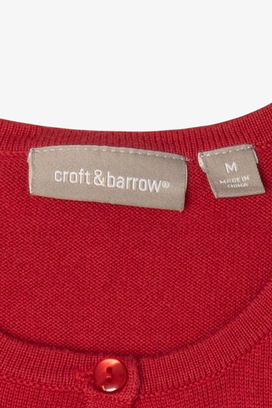 Vintage Lightweight Red Croft & Barrow Snowmen Ugly Christmas Cardigan (2000s)