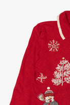 Vintage Red Mercer Street Station Snowmen Ugly Christmas Cardigan (2000s)