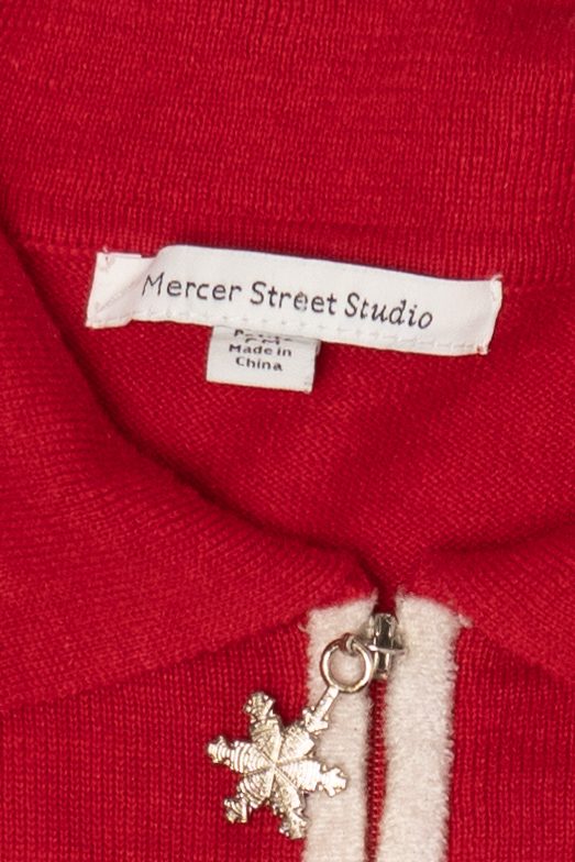 Vintage Red Mercer Street Station Snowmen Ugly Christmas Cardigan (2000s)