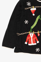 Vintage Black Hampshire Studio Santa Clothes Ugly Christmas Cardigan (1990s)