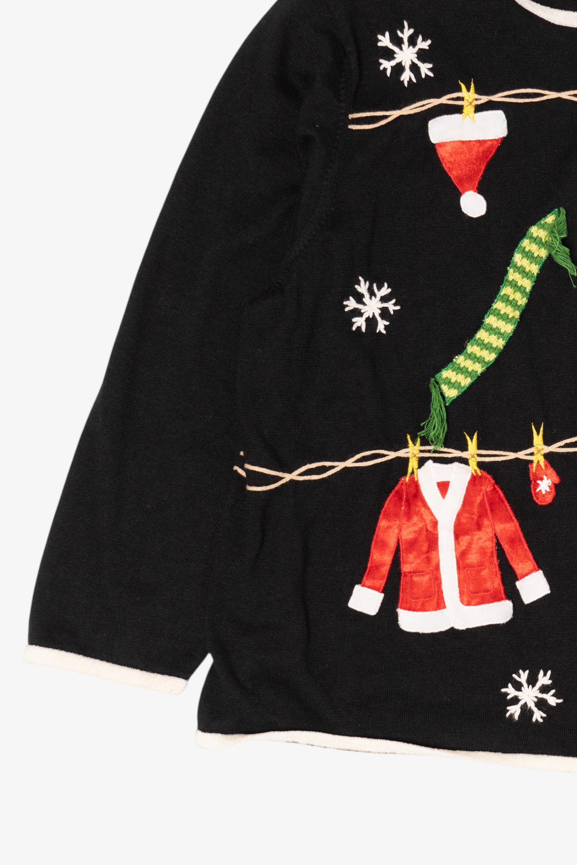 Vintage Black Hampshire Studio Santa Clothes Ugly Christmas Cardigan (1990s)