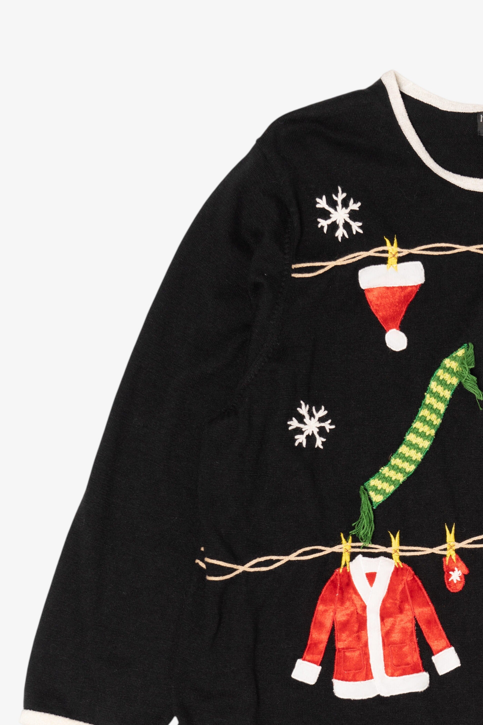 Vintage Black Hampshire Studio Santa Clothes Ugly Christmas Cardigan (1990s)