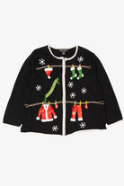Vintage Black Hampshire Studio Santa Clothes Ugly Christmas Cardigan (1990s)