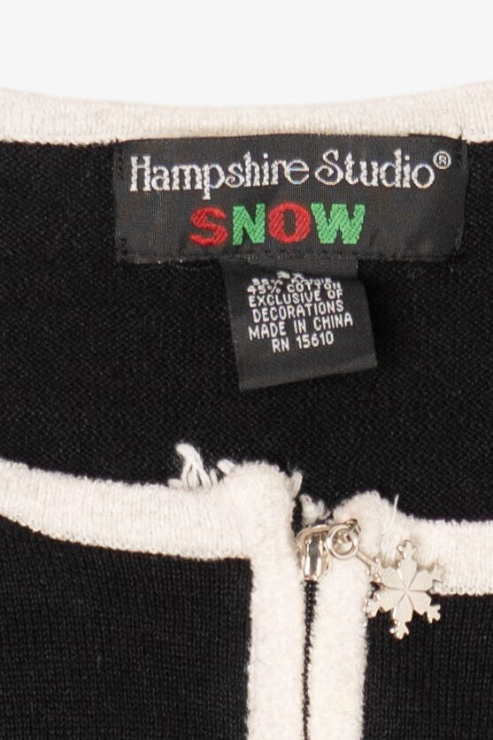 Vintage Black Hampshire Studio Santa Clothes Ugly Christmas Cardigan (1990s)