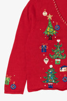 Vintage Red Tiara Trees Ugly Christmas Cardigan (2000s)