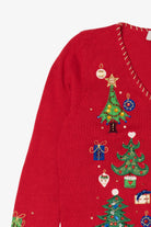 Vintage Red Tiara Trees Ugly Christmas Cardigan (2000s)
