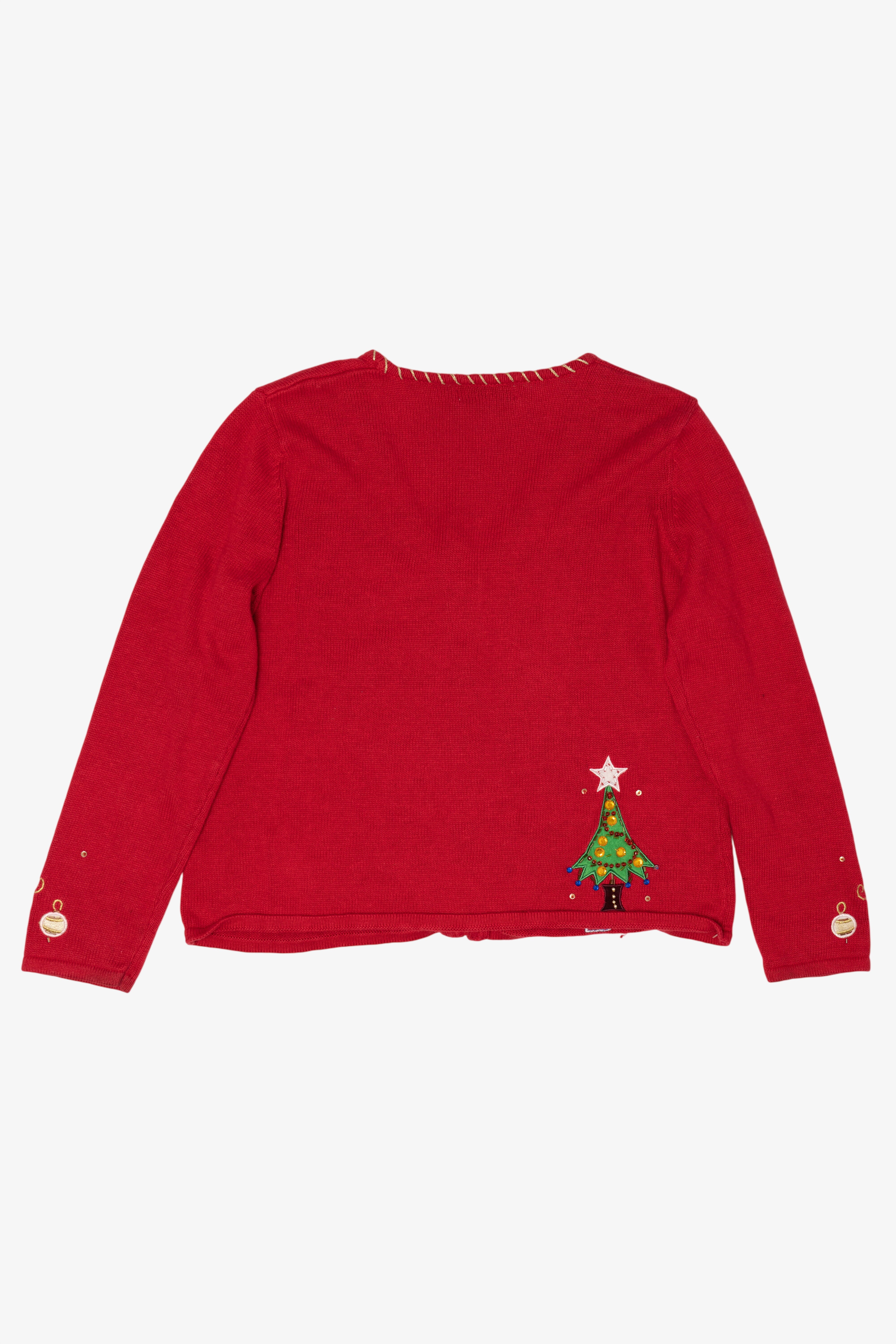 Vintage Red Tiara Trees Ugly Christmas Cardigan (2000s)