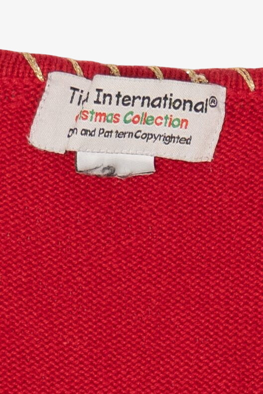 Vintage Red Tiara Trees Ugly Christmas Cardigan (2000s)