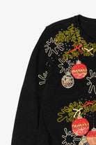 Vintage Black Carly St. Claire Ornaments Ugly Christmas Cardigan (1990s)