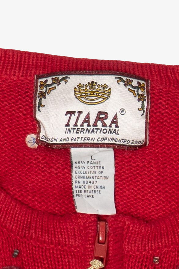 Vintage Red Tiara International Santa Ugly Christmas Cardigan (2000s)