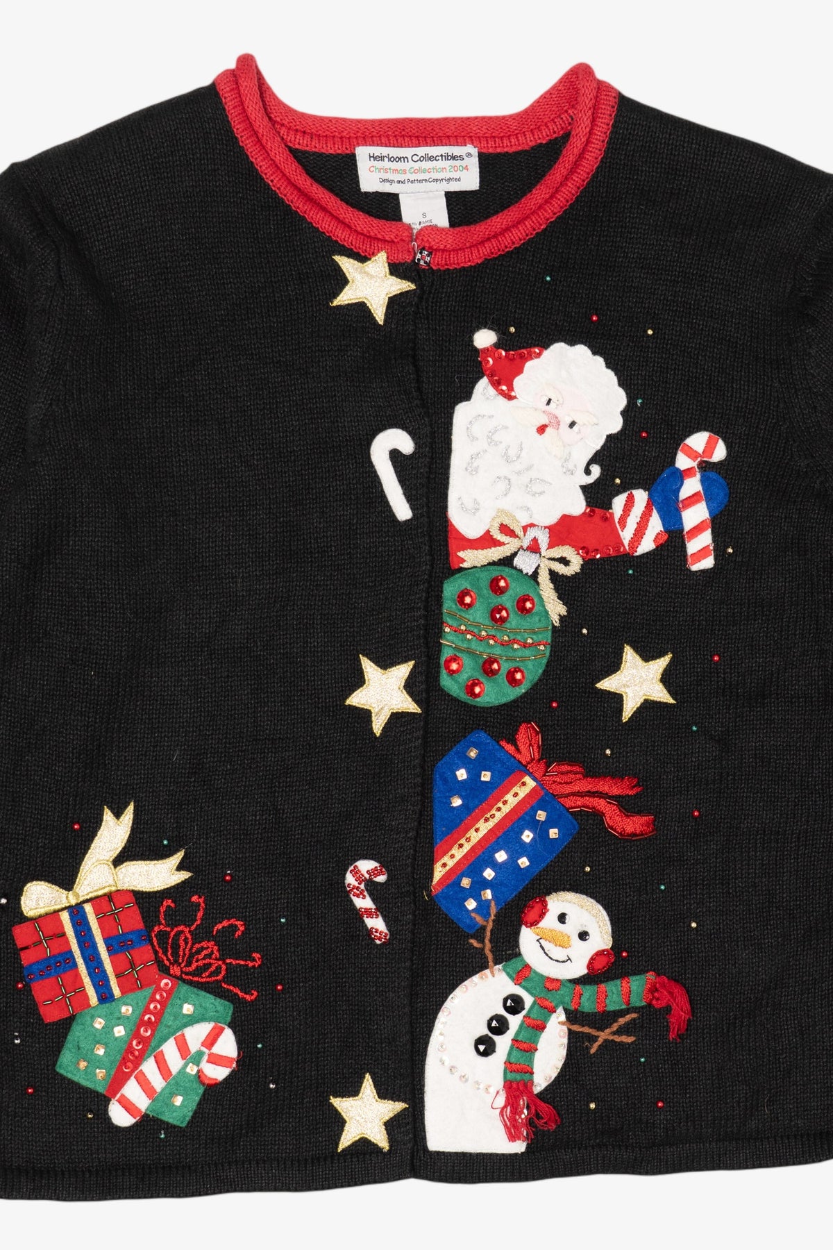 Vintage Black Heirloom Collectible Presents Ugly Christmas Cardigan (2000s)