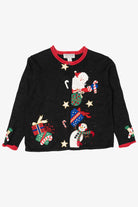 Vintage Black Heirloom Collectible Presents Ugly Christmas Cardigan (2000s)