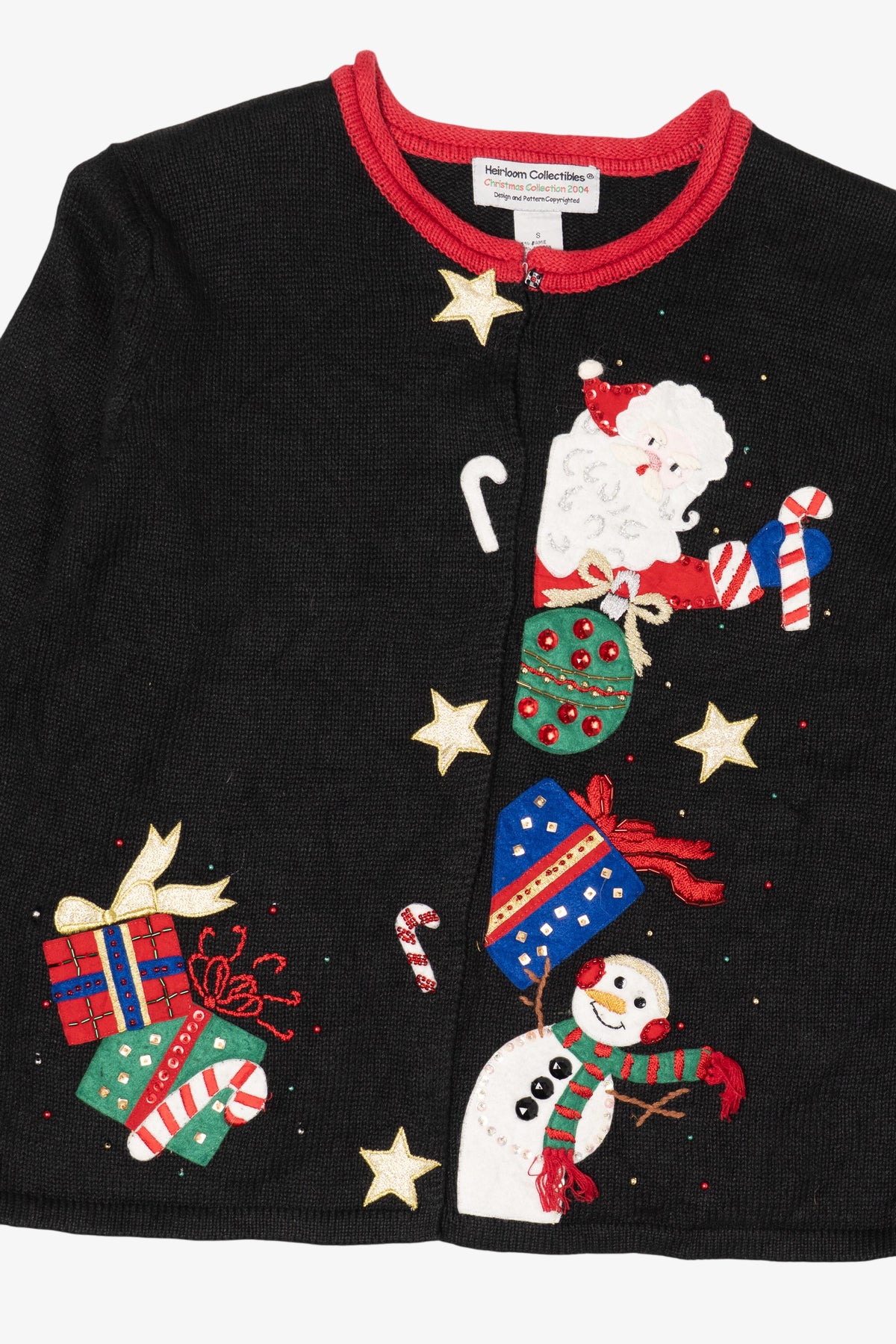 Vintage Black Heirloom Collectible Presents Ugly Christmas Cardigan (2000s)