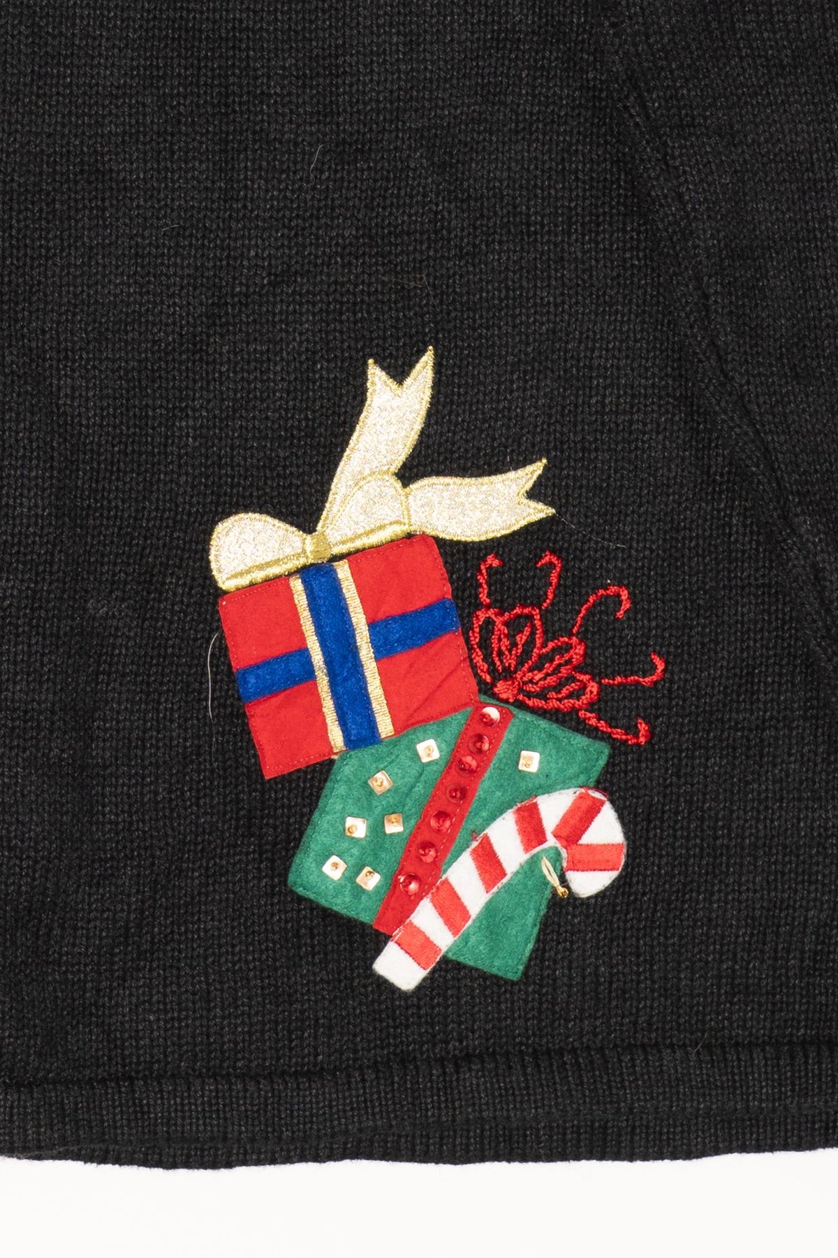 Vintage Black Heirloom Collectible Presents Ugly Christmas Cardigan (2000s)