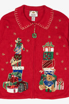 Vintage Red Tiara International Presents Ugly Christmas Cardigan (2000s)