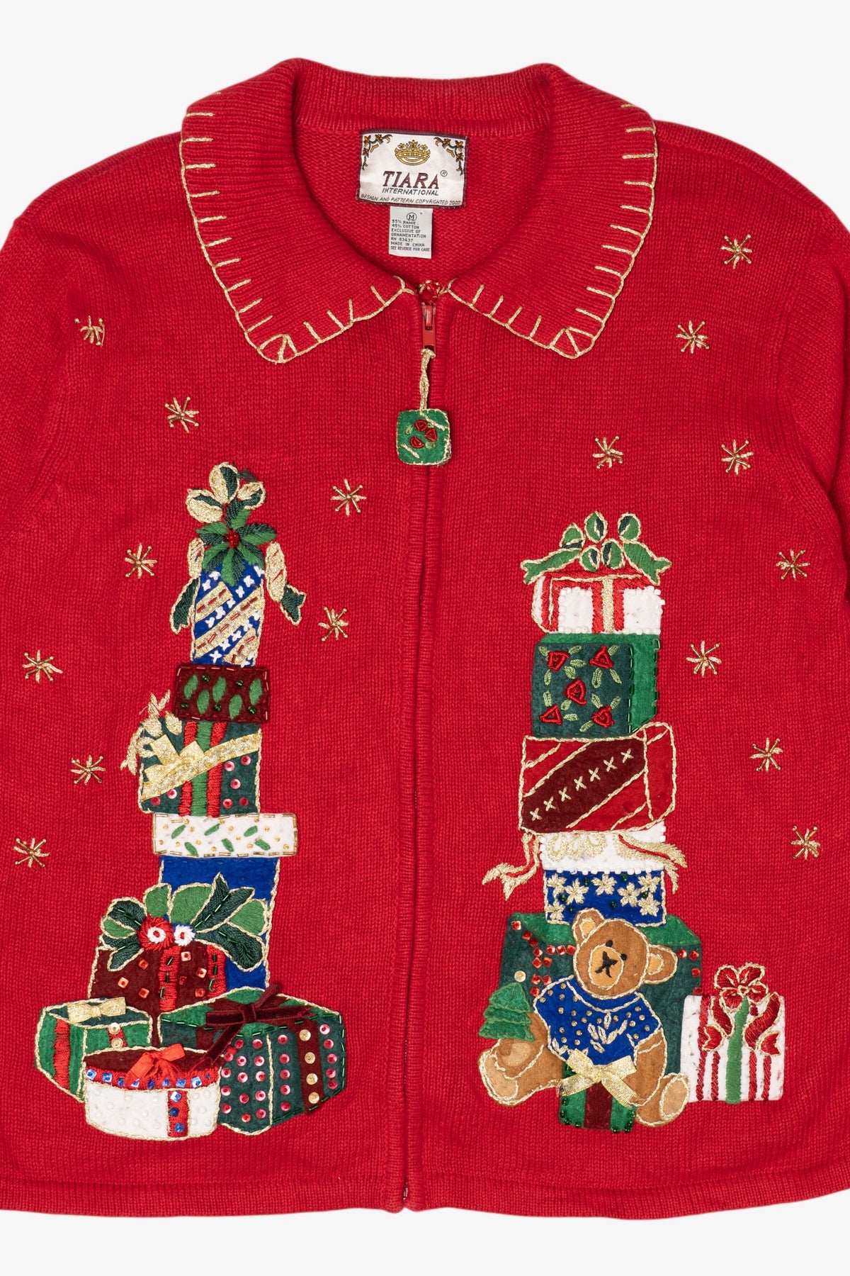 Vintage Red Tiara International Presents Ugly Christmas Cardigan (2000s)