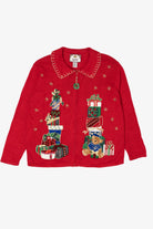 Vintage Red Tiara International Presents Ugly Christmas Cardigan (2000s)