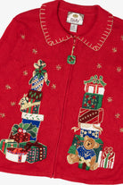 Vintage Red Tiara International Presents Ugly Christmas Cardigan (2000s)
