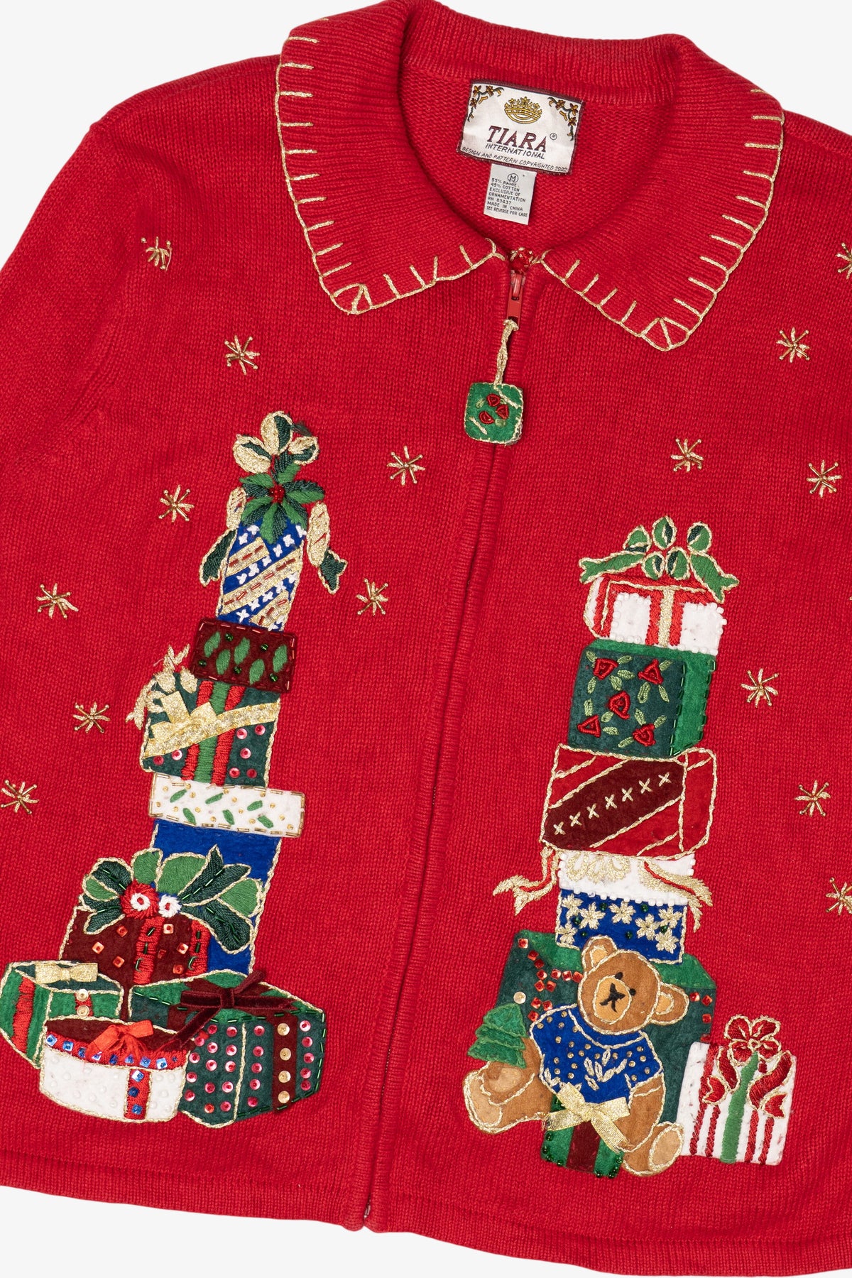 Vintage Red Tiara International Presents Ugly Christmas Cardigan (2000s)