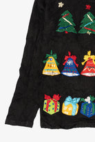 Vintage Black Victoria Harbour Bells Ugly Christmas Cardigan (1990s)