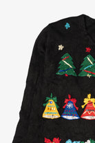 Vintage Black Victoria Harbour Bells Ugly Christmas Cardigan (1990s)