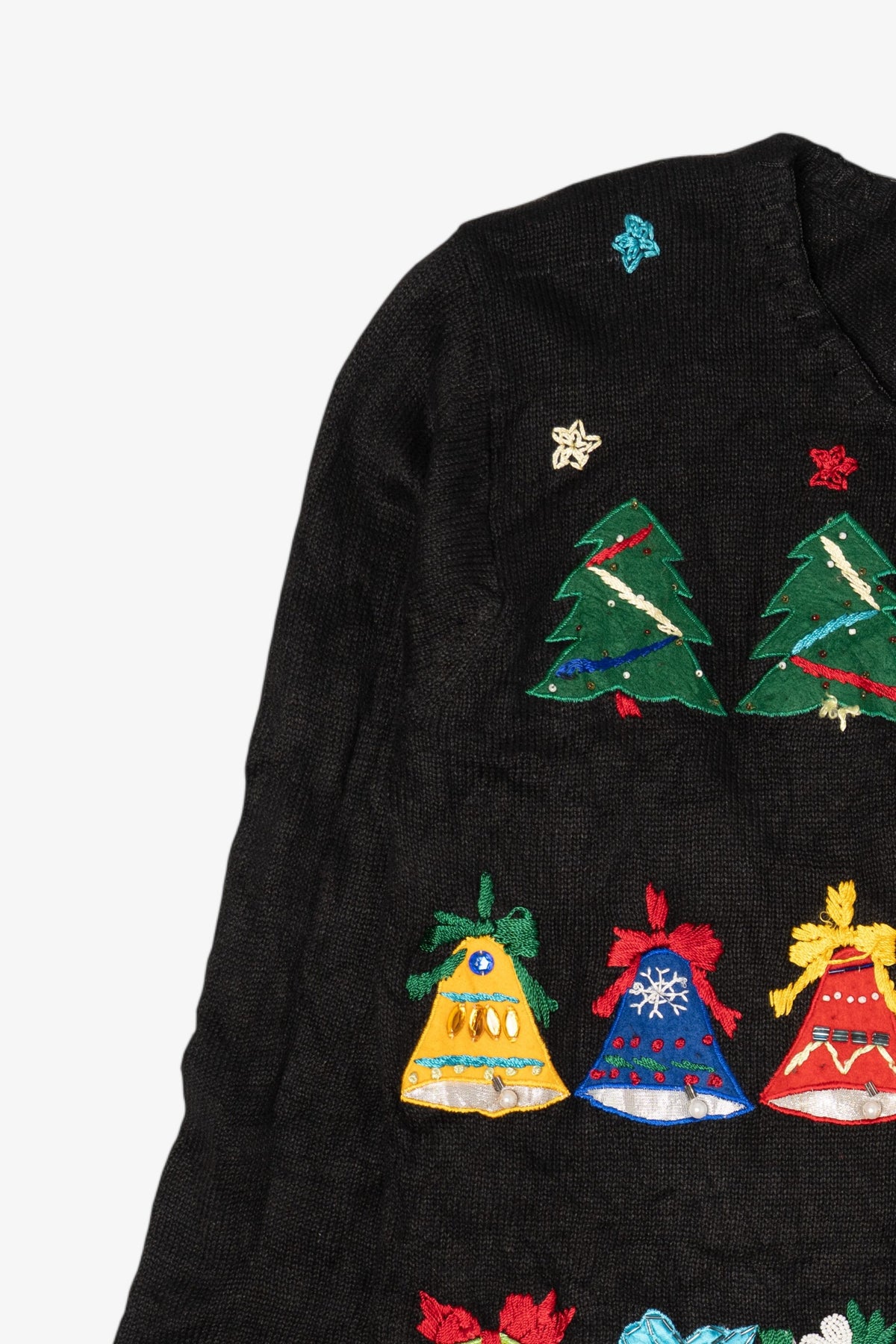 Vintage Black Victoria Harbour Bells Ugly Christmas Cardigan (1990s)