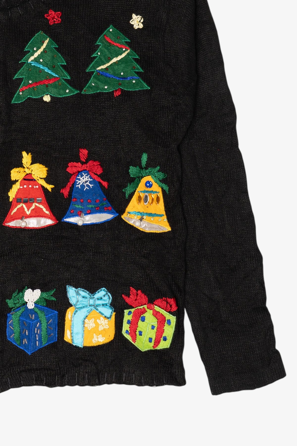 Vintage Black Victoria Harbour Bells Ugly Christmas Cardigan (1990s)