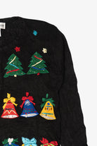 Vintage Black Victoria Harbour Bells Ugly Christmas Cardigan (1990s)