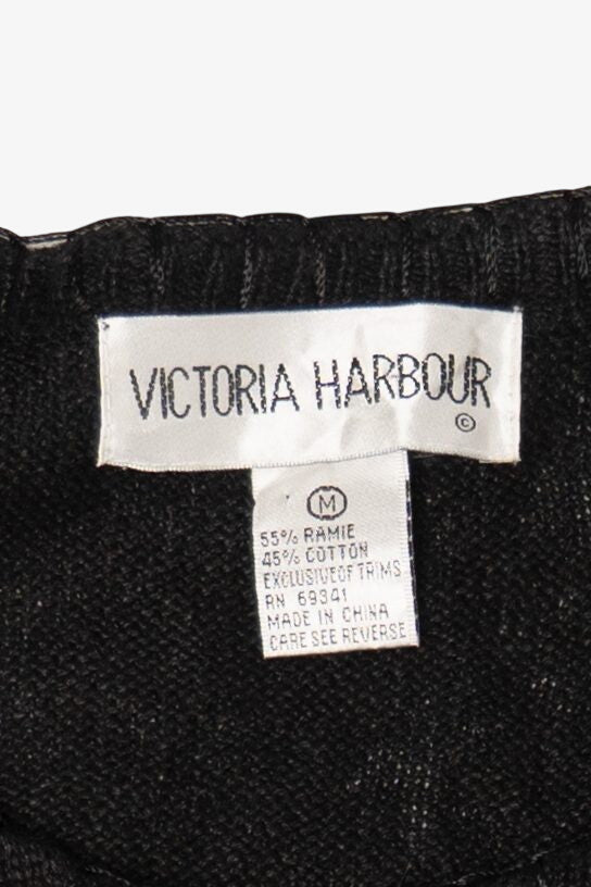 Vintage Black Victoria Harbour Bells Ugly Christmas Cardigan (1990s)