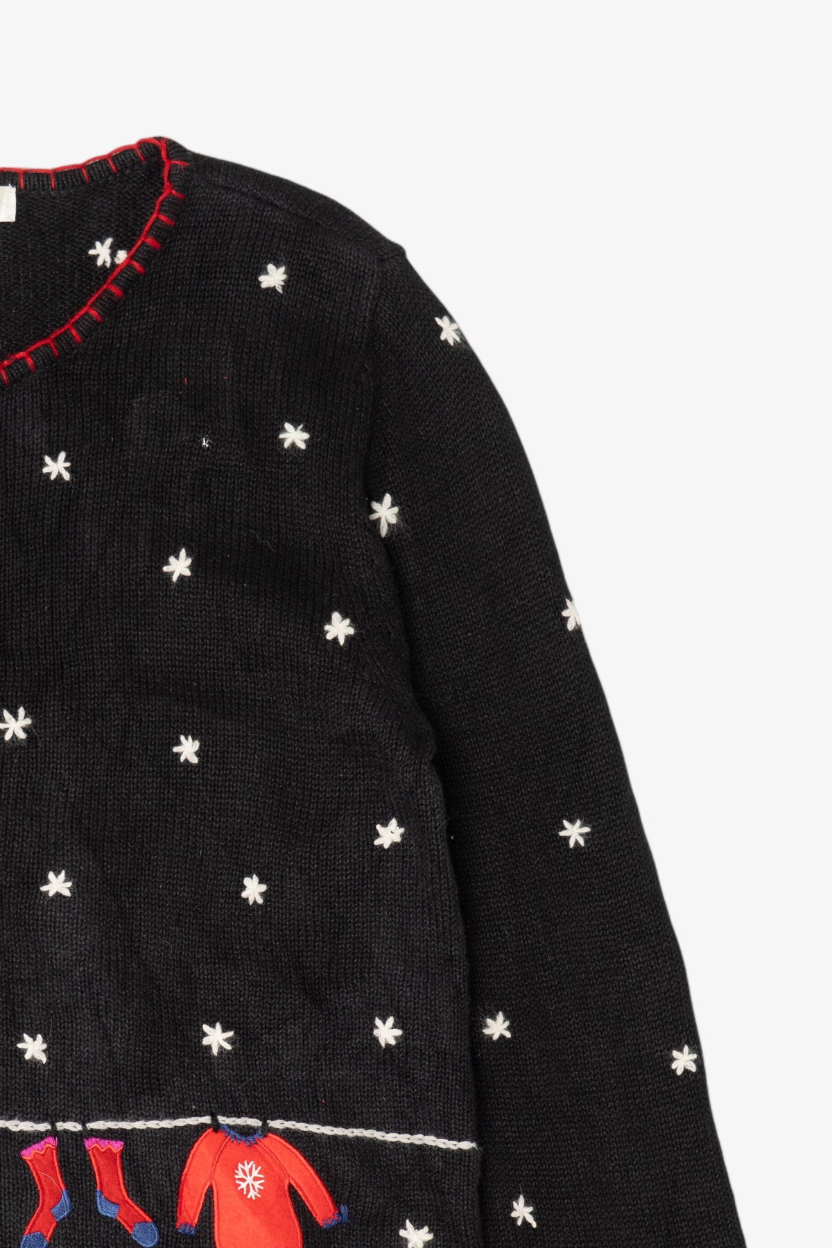 Vintage Black Coldwater Creek Stockings Ugly Christmas Cardigan (1990s)