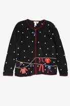 Vintage Black Coldwater Creek Stockings Ugly Christmas Cardigan (1990s)