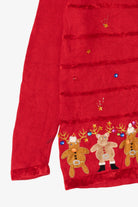 Vintage Red The Quacker Factory Reindeer Ugly Christmas Cardigan (1990s)