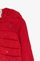 Vintage Red The Quacker Factory Reindeer Ugly Christmas Cardigan (1990s)