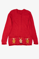 Vintage Red The Quacker Factory Reindeer Ugly Christmas Cardigan (1990s)